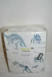 Pottery Barn Kids TWIN Dinosaur Dino Bones FLANNEL Glow in the Dark Sheet Set