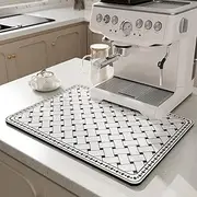 Wash Free Coffee Mat Kitchen Countertop Dish Drying Pad Water Absorbent Pad for Coffee Machine Non-Slip Rubber Backing Waterproof for Coffee Maker (Weave)