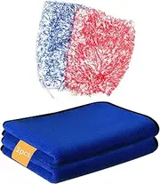 Yuiturt 4Pcs Car Wash Mitts with 2 Microfibre Cleaning Cloth, Dual-Sided 40x30cm Car Wash Mitts Drying Towels, Anti Scratch Car Cleaning Gloves Brush and Cloth for Car Care Household Washing Polishing