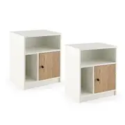 Costway Modern Bedside Table Set of 2 Nightstand End Table Storage Cabinet Bedroom Living Room Natural
