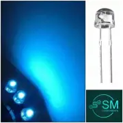 5mm Ice Blue Cyan Led Light Emitting Diode Straw Hat 100pcs Clear Top 490nm
