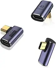 T Tersely 90° USB-C Adapter 3Pack, USB C Male to Type C Female Right Angle 40Gbps 100W Thunderbolt 3/4 Extender for iPhone 16/15, MacBook, Steam Deck, Switch & USB-C Laptops