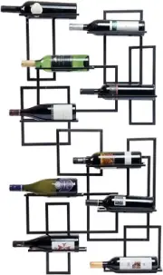 Mid Century Wall Mount Wine Rack - 10 Bottle, Large Metal Wine Rack, Modern Desi