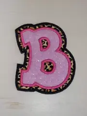 Cheetah Monogrammed Letter B 3 3/4 inch Iron on Embroidered Applique Patch