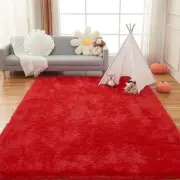 Area Rugs for Living Room, Fluffy Red 9x12 Clearance Bedroom Rug, Large Throw