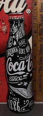 2021 WORLD OF COCA - COLA CHALK TALK WRAPPED 8 OUNCE GLASS COCA COLA BOTTLE
