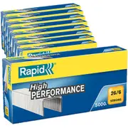 10 Boxes Rapid Strong Staples 26/6 Box 5000 Bulk