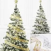 Christmas Tree Ribbon Fairy Lights, 5m 50 LED Shining Ribbon String Lights, Waterproof Battery Operated Xmas Tree (Silver, 5M)