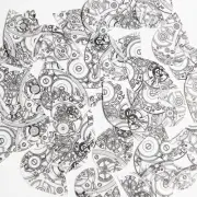 Teardrop Sequin 1.5" Steampunk Clockworks on White Opaque Couture Paillettes