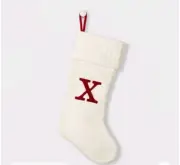 Target Wondershop Letter Monogram Stocking Initial "X" white Cable Knit 18” NEW