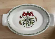 NEW Portmeirion Botanic Garden Mistletoe Oval Handled Serving Dish - 14" X 9.5"
