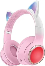Green Lion Kids Wireless Headphone 400mAh, BT V5.3, Light Effect, Flashing Modes, Interface TF Card/AUX, Charging Time 2H, Type-C Charging, Lightweight & Portable (Pink)