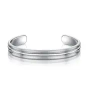 Titanium Silver Womens Bracelet Bangle Matt High Polished Grooved Ladies Bangle