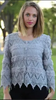 NWT GORGEOUS VINTAGE VELLA CARDIGAN BOLERO TOP IN GRAY PRETTY ANGEL ROSE BUTTONS