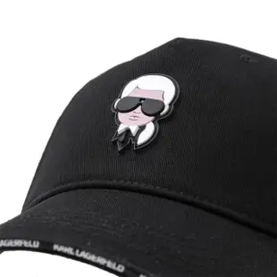 【KARL LAGERFELD 卡爾】老佛爺 經典膠印Logo鴨舌帽-黑色(平輸品)