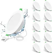 ALUSSO 12W LED Recessed Ceiling Light Dimmable IP44 Spotlight,3CCT 3000K 4000K 5700K,90-100mm Cutout 1050LM Led Downlight Suitable for Kitchen,Bathroom,Bedroom,White, Pack of 10,AUS Plug