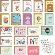 20Pcs Birthday Cards Assortment 3"x4", 20 Cards with Envelopes and Stickers, Best Birthday Card for Husband Wife Mother Father Kids
