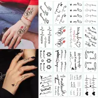 在飛比找蝦皮購物優惠-30 件/套小號臨時紋身貼紙防水手紋身手指文字單詞簡單假紋身