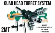 Tail stock Turret 4 head 2MT includes live center 1" die holder 2 Keyed Chucks