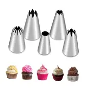 5Pcs Large Piping Tips Set, Stainless Steel Frosting Tips, Cake Decorating