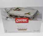 Pyrex Serve Ware 2 Pc Set 9x13 Baking Dish & Snowflake Serving Basket NIB