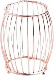 Rose Gold Wrought Iron Wire Pen Holder Makeup Brush Organizer Pencil Cup Holders Desktop Home Stationery Container(Type q)