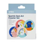 Sparkle Gem Art Coaster Set - Birds