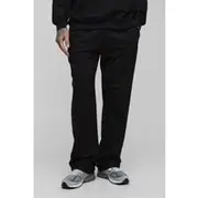 Mens Black Tall 260GSM Loopback Relaxed Fit Basic Joggers