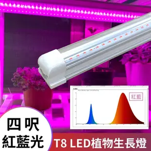 君沛 三入組 植物燈 LED 紅藍混光光譜 T8 4呎 燈管 一體式鋁合金散熱器 植物生長燈 (2.9折)