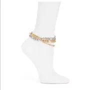 8 Other Reasons Triple Metal Anklet Pack Set Gold Silver Mixed Metal