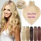 Extra THICK Double Weft Real Clip In Remy Human Hair Extensions Full Head Blonde