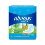 Always Maxi Long Super w/ Flexi-Wings Size 2 Sanitary Pads, 16 ct.