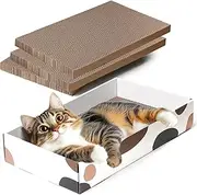 ComSaf Durable Cat Scratcher Cardboard Refill, Cat Scratch Pad, 3 in 1 Recyclable Corrugated Scratcher, Reversible Scratch Box