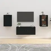 Wall Mounted TV Cabinets 2 pcs Black 40x34.5x60 cm, Engineered Wood Entertainment Center, Modern Media Storage Unit for Living Room or Bedroom