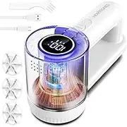 Electric Lint Remover, Homtronics [2000mAh][LED Display][3-Speed] Rechargeable Lint Shaver with 3 Replaceable Bits, Manual/Auto 2 in 1, 6-Leaf Blade, Fabric Shaver with Brush Accessories (White)