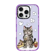 iPhone 16 Pro Impact Case MagSafe Compatible Cat Lilac Love
