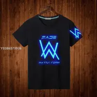 在飛比找Yahoo!奇摩拍賣優惠-艾倫沃克DJ短袖純棉夜光T恤Alan Walker 同款Fa