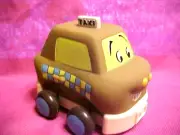 JUST B TOYS.Pull-Back Toddler Chunky Toy Vehicles, TAXI CAB, NEW SHIPS DAILY