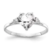 14k White Gold 7mm Heart Cubic Zirconia A Real Diamond ring