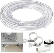 10 Ft Air Conditioner Drain Hose Set Portable Universal AC Drain Pipe Replacement 3/5 Inch Hose Leakproof Ac Hose Connector and Metal Clamp for Mini-Split Unit and Window AC Conditioner Unit Parts