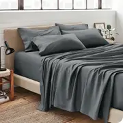5 Piece Cozy Soft Bed Sheet Set, 2000TC Microfiber Ultra Soft, Deep Pockets, Easy Fit, Cooling and Breathable, Wrinkle Resistant, Dark Gray, Single Size