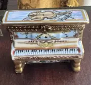 Limoges, France Porcelain Upright Piano Trinket Box Signed