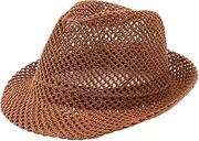 [HAMKVBPR] Men's Jazz Hat Mesh Hollowed Out Jazz Hat Summer Outdoor Breathable Sun Hat Mens Panama Hat