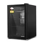 Bar Fridge Glass Door LED Light 70L Cooler Black Beverages Chilled Refrigerator