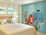 3D Zoo cartoon8 Blockout Photo Curtain Printing Curtains Drapes Fabric Window AU