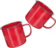 Hoement 2pcs Retro Enamel Coffee Mug Lightweight Vintage Tea Cups for Hot Cold Beverages Each for Travel Home Camping Outdoor Use