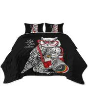 Funny Retro Hipster Photographer Owl Coverlet