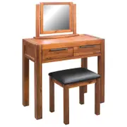 Dressing Table with Stool and Mirror Solid Acacia Wood