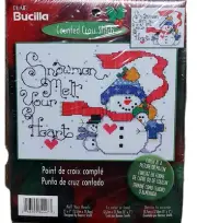 Bucilla "Snowmen Melt Your Heart" Cross Stitch Kit Size 5" x 7"