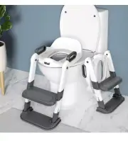 Kids Potty Training Seat Toilet Chair with Step Stool Ladder for Toddler(Gray)